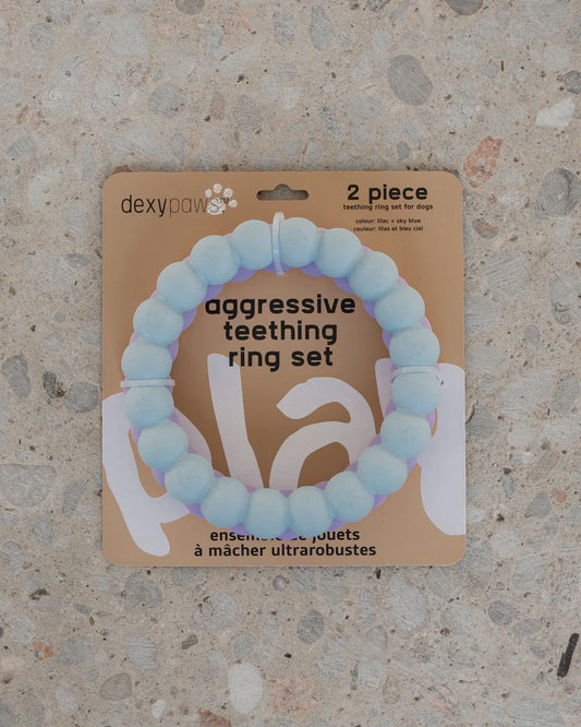 Dexypaws Teething Ring Set Blue and Purple